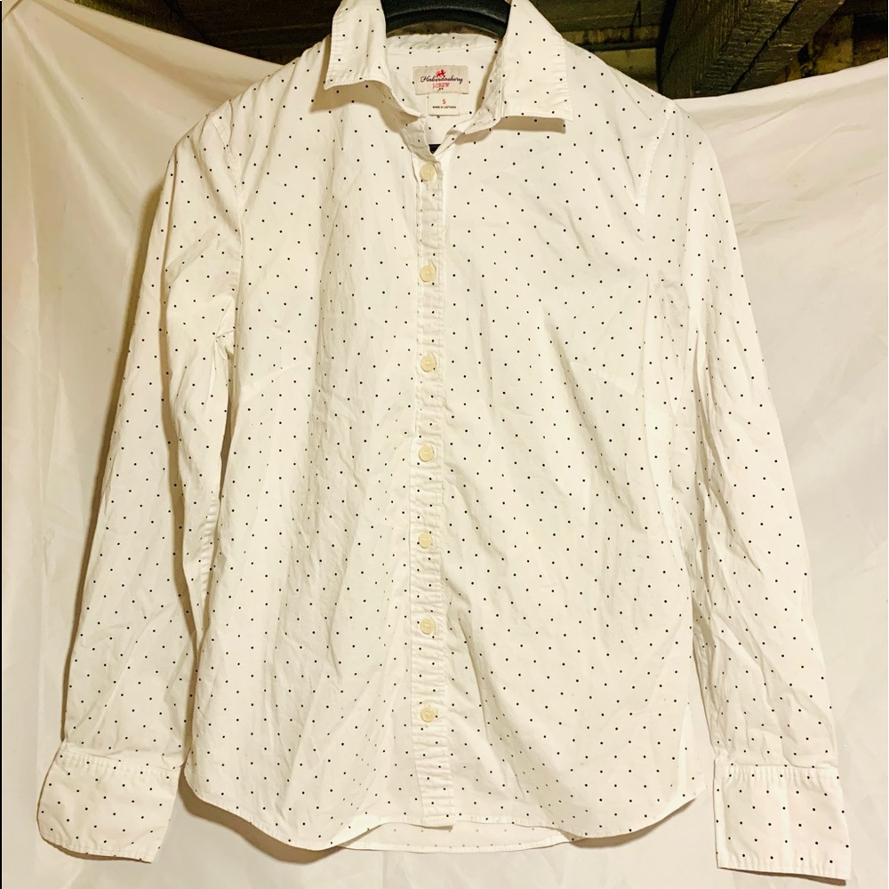 J. Crew white with Black polka dots button down